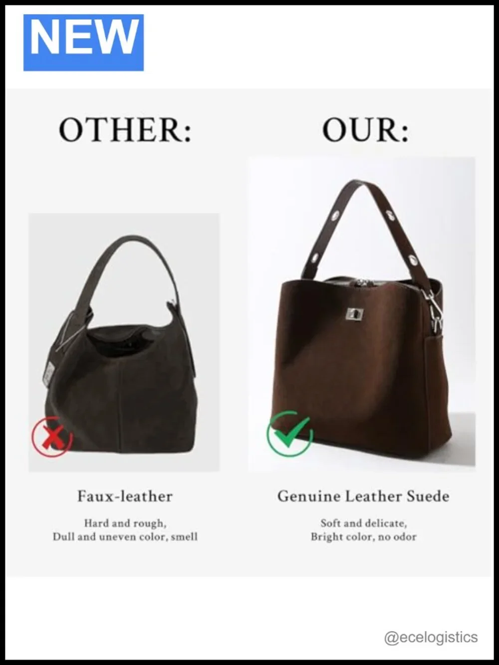 Genuine Leather Suede Hobo Bag Women's Slouchy Handbag Crossbody Tote